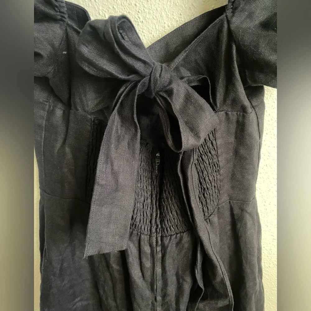 Reformation Black Linen Denver Midi Dress - Picture 3 of 8